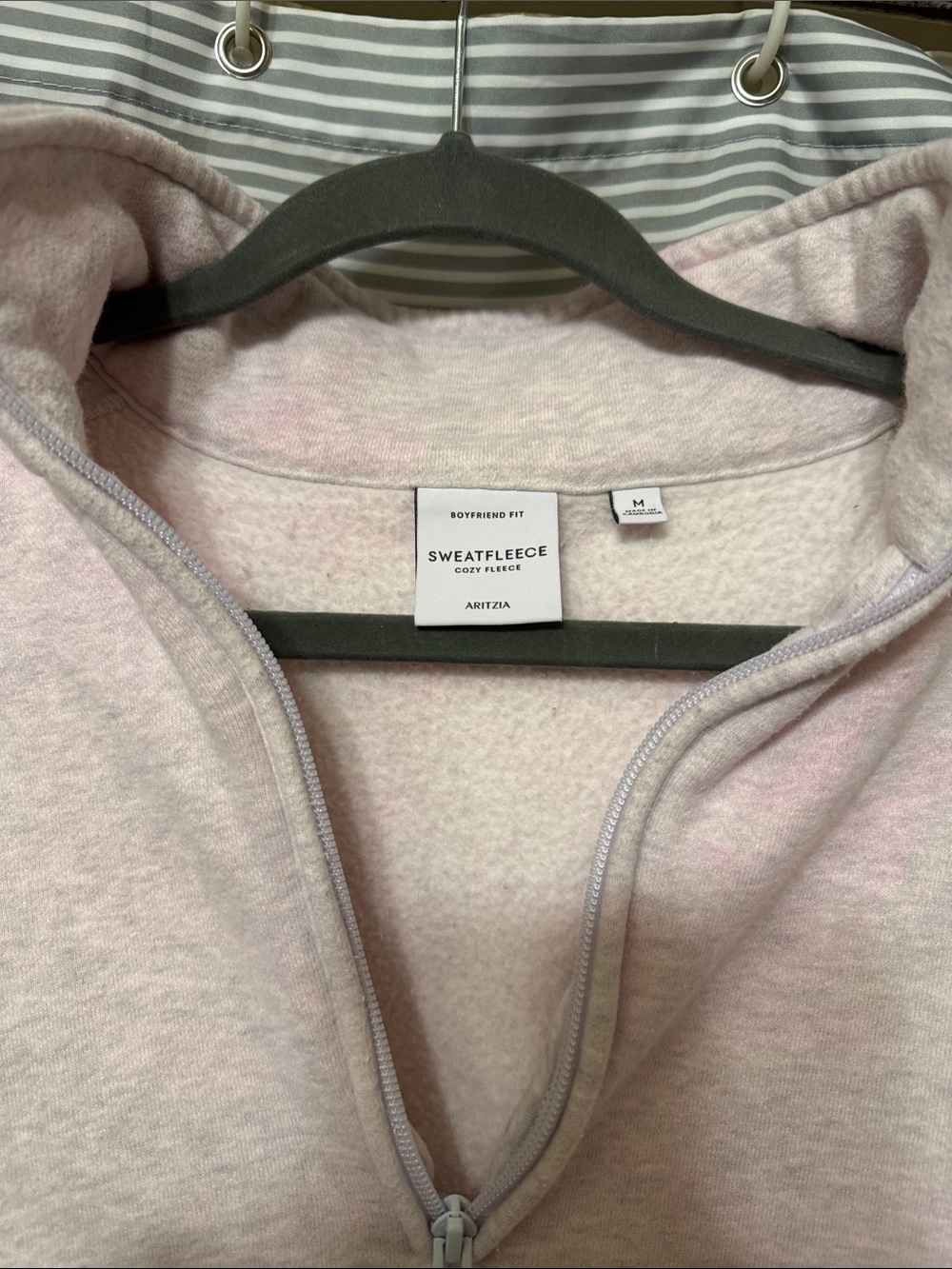 Aritzia SweatFleece Cozy Half-Zip in Light Blush